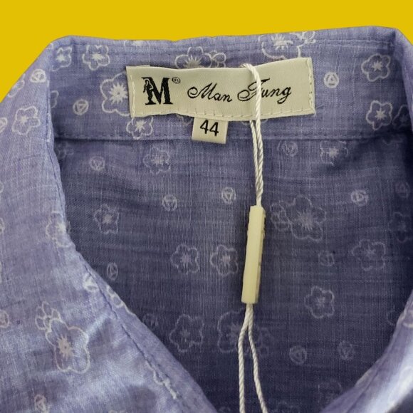 Man Jung Womens Floral Print Pleated 3/4 Sleeve Tunic Shirt Light Purple 44 - Picture 4 of 13